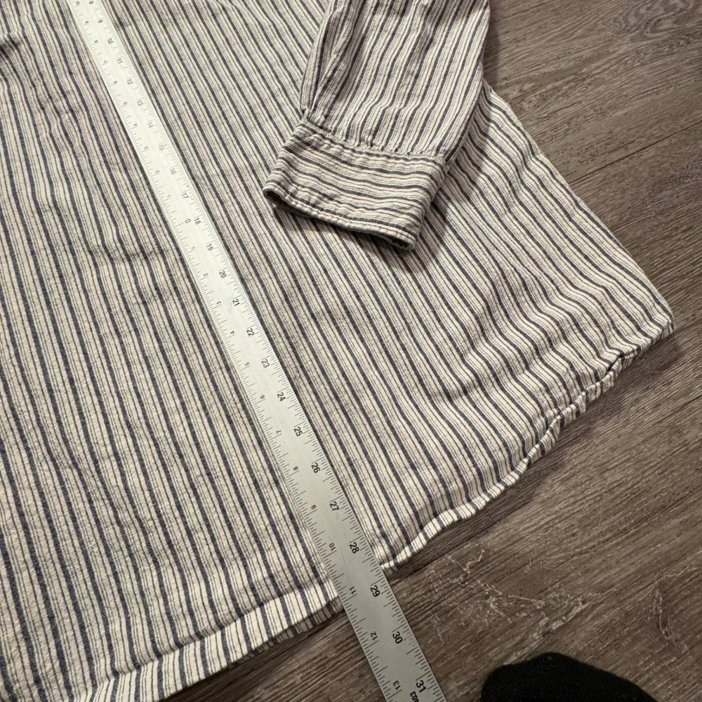 Vintage Schmidt Shirt Men 2XL Blue White Striped Cotton Workwear Rugged Heritage
